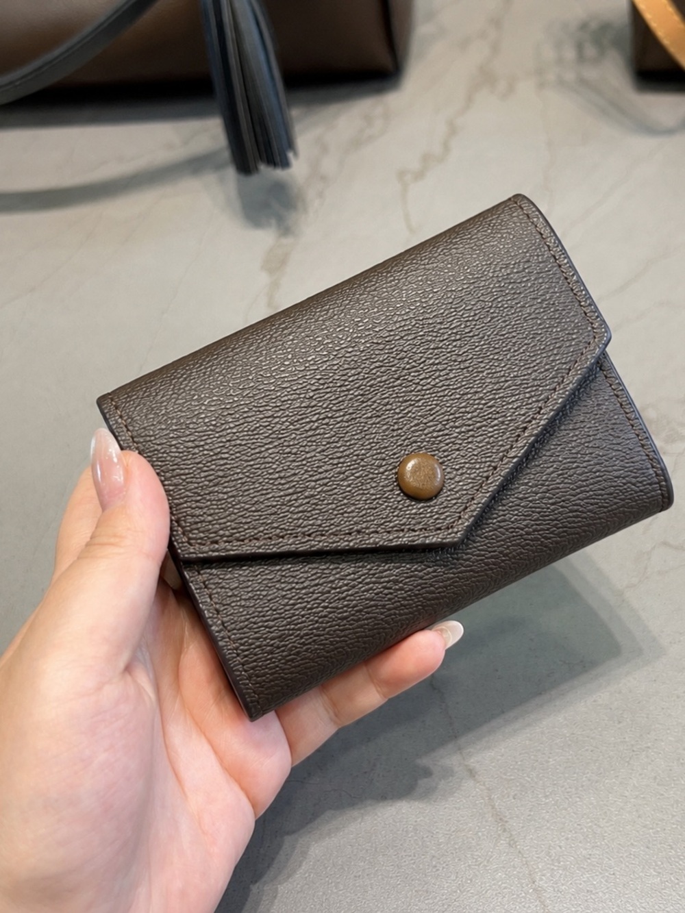 Brown monogram Leather Compact Wallet